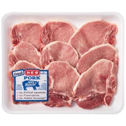H-E-B Bone-in Center Pork Chops, Thin Cut - Value Pack