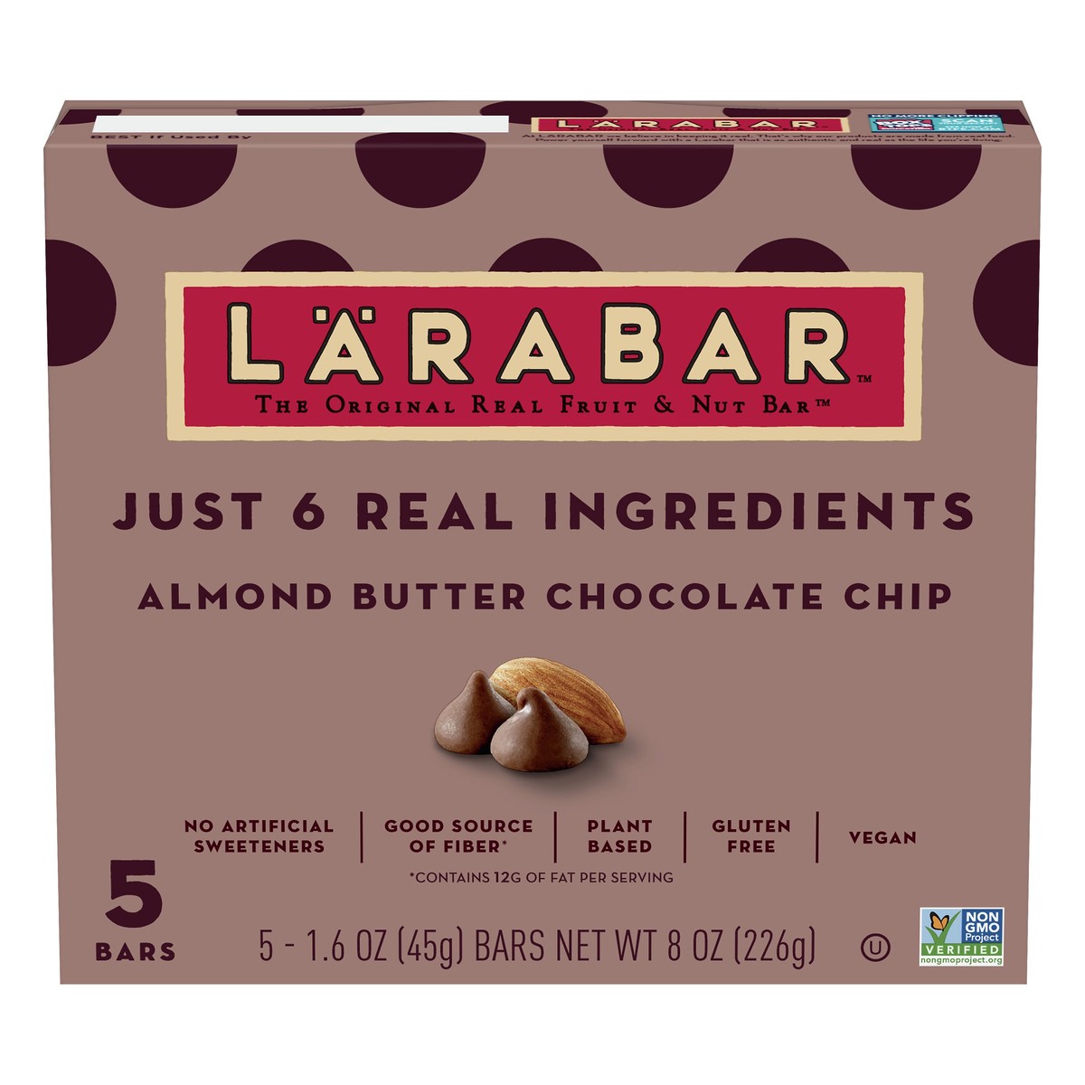 slide 1 of 9, LÄRABAR Almond Butter Chocolate Chip Fruit & Nut Bar 5 ea, 5 ct; 1.6 oz