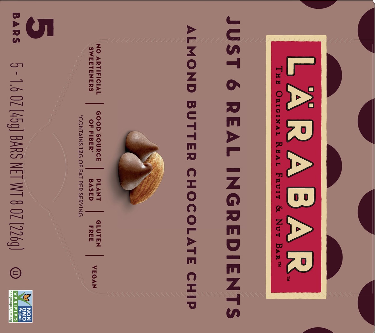 slide 4 of 9, LÄRABAR Almond Butter Chocolate Chip Fruit & Nut Bar 5 ea, 5 ct; 1.6 oz
