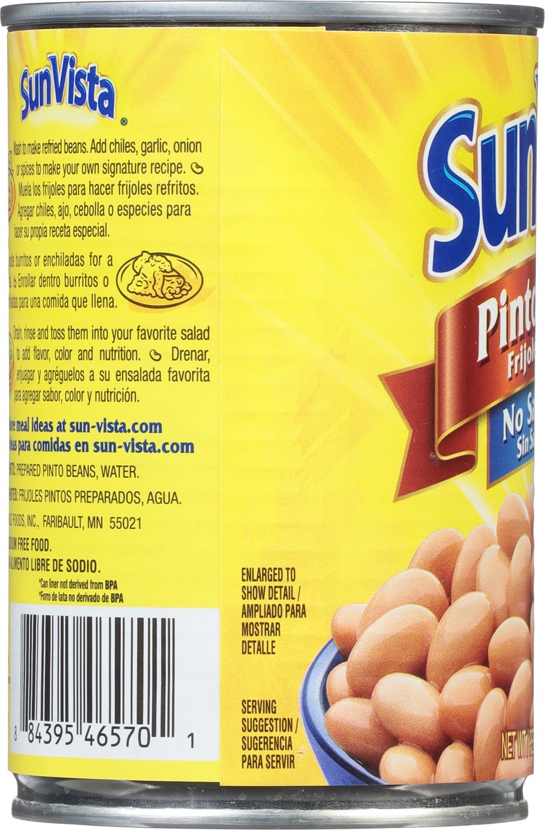 slide 6 of 9, SunVista No Salt Added Pinto Beans 15 oz, 15 oz