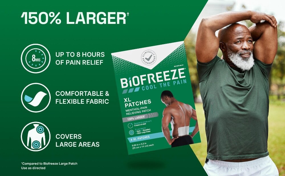 slide 2 of 5, Biofreeze XL Patches 4 Each, 4 ct