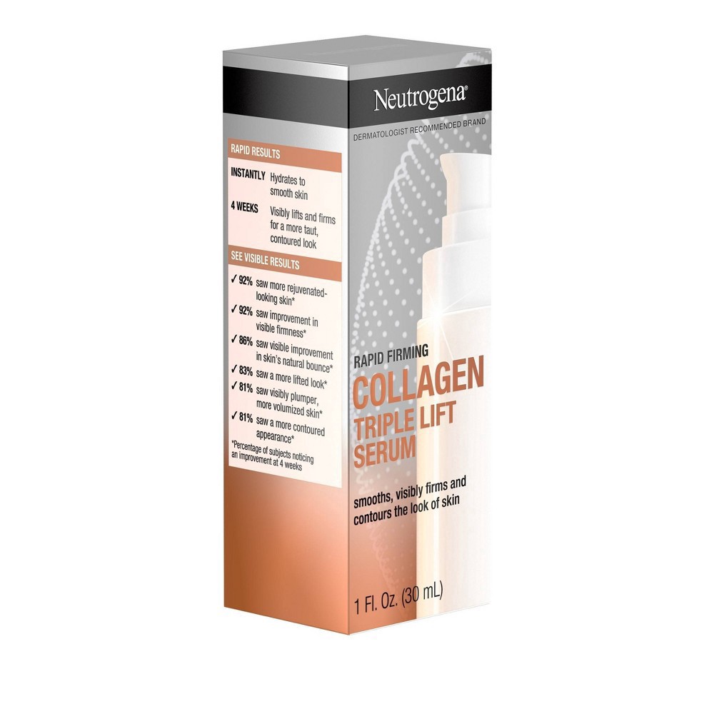 slide 21 of 25, Neutrogena Rapid Firming Collagen Triple Lift Face Serum, Hydrating Serum with Collagen & AHP Amino Acid to visibly Firm & Smooth Skin, Lightweight, Mineral Oil- & Dye-Free, 1 fl. oz, 1 fl oz