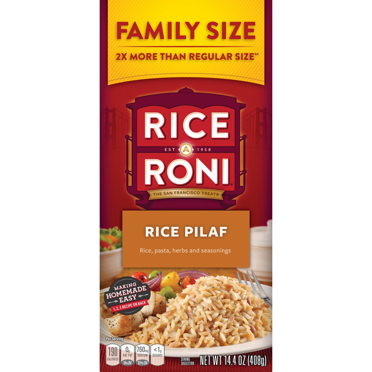 slide 1 of 1, Rice-A-Roni Family Size Rice Pilaf Rice Mix, 14.4 oz