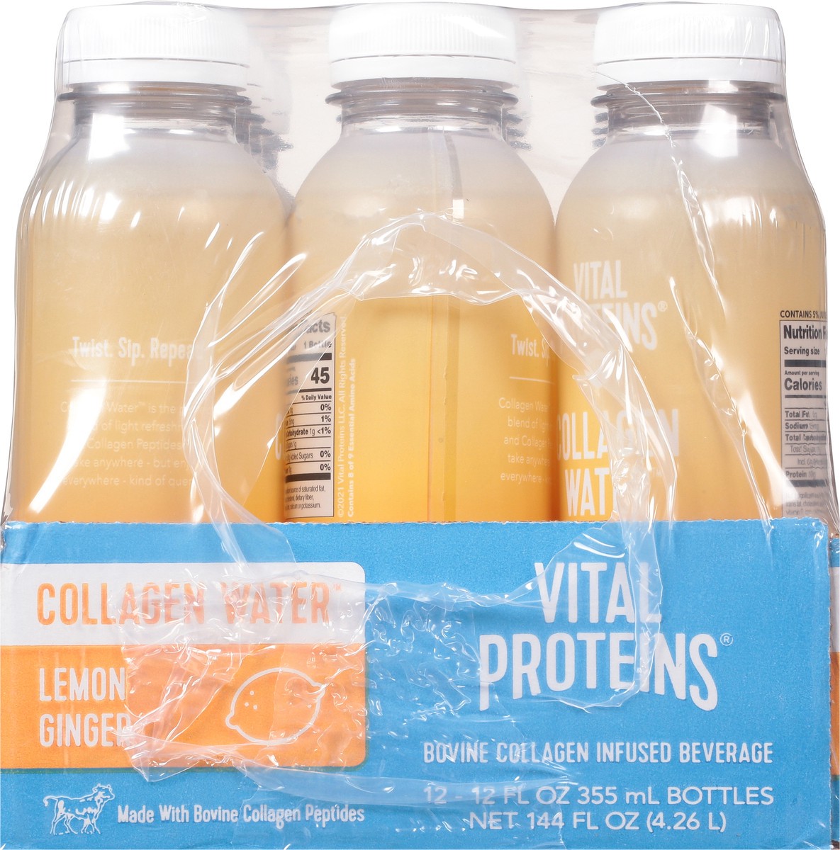 slide 6 of 12, Vital Proteins Lemon Ginger Collagen Water 12-12 fl oz Bottles, 12 ct