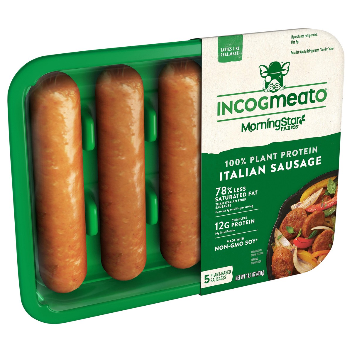 slide 8 of 12, MorningStar Farms Incogmeato Meatless Italian Sausage, Original, 14.1 oz, 5 Count, 5 ct