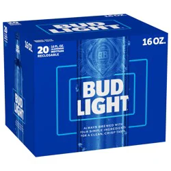 Bud Light American Lager Beer 20 Pack, 16 fl oz Bottles