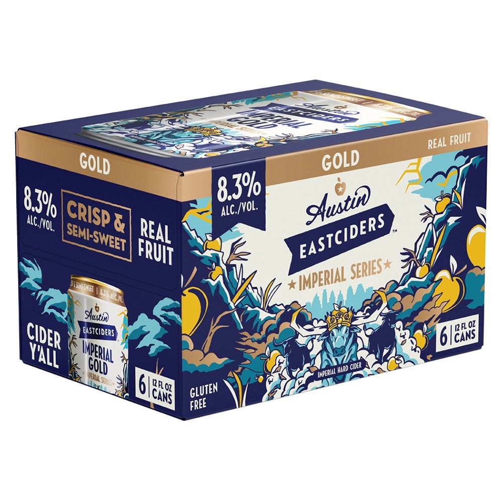 slide 1 of 1, Austin Eastcider Imperial Gold Cider, 6 ct; 12 oz