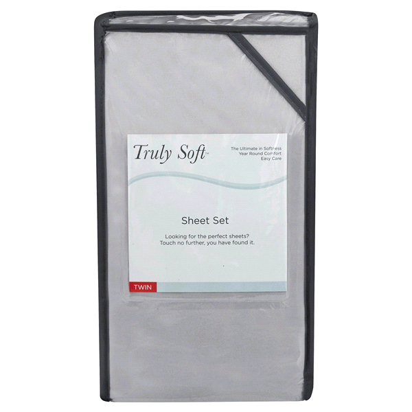 slide 1 of 1, Truly Soft Twin Sheet Set-Grey Micro Chip, 1 ct
