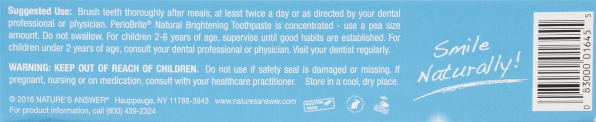 slide 2 of 9, Nature's Answer PerioBrite Fluoride-Free Wintermint Toothpaste with Xylitol 4 oz, 4 oz