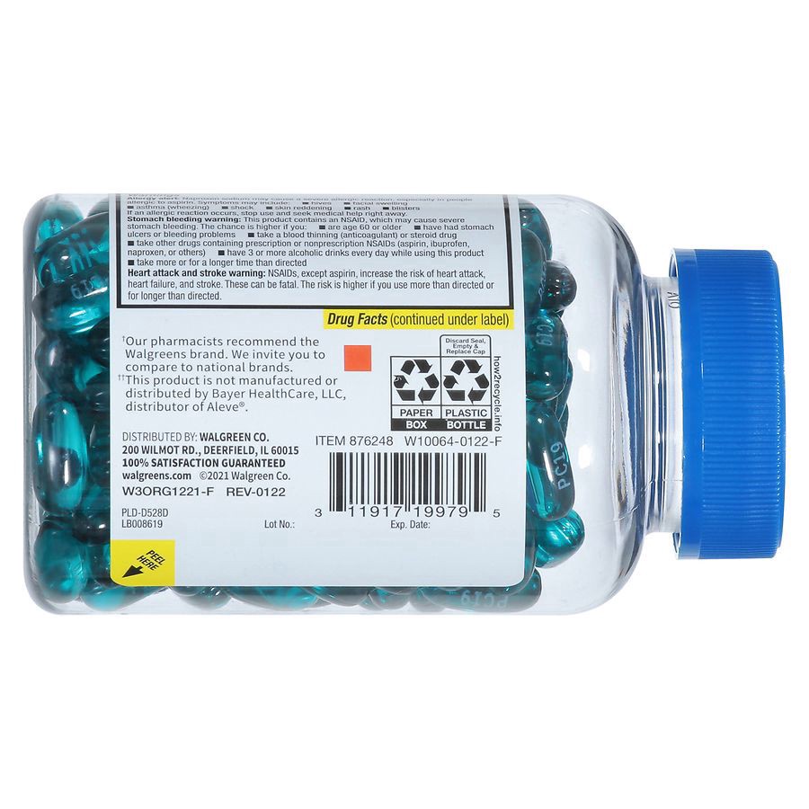 slide 5 of 5, Walgreens Naproxen Sodium Liquid Gels, 180 ct