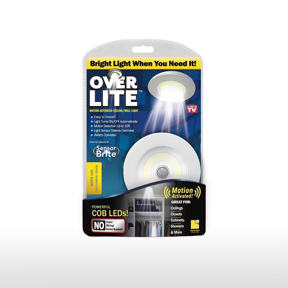 slide 1 of 1, As Seen on TV Over-Lite Motion Activated Ceiling/Wall Light, 1 ct