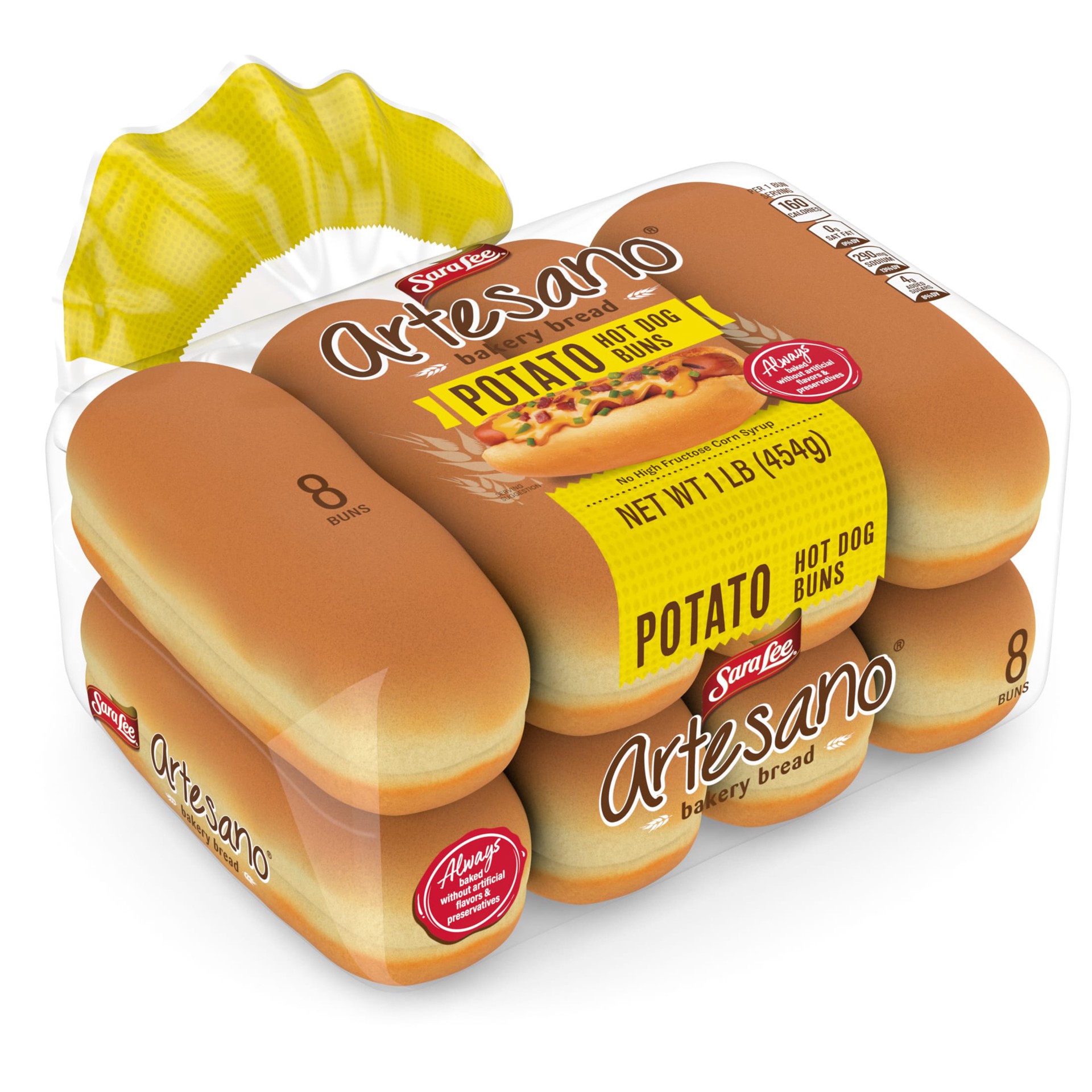 slide 3 of 8, Sara Lee Artesano Potato Hot Dog Buns, 8 count, 16 oz, 8 ct