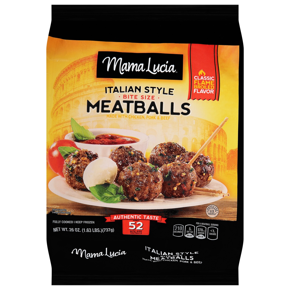 slide 1 of 1, Mama Lucia Bite Size Italian Style Meatballs 26 oz, 