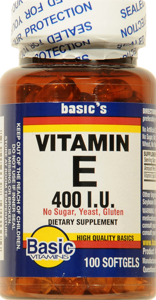 slide 1 of 1, Basic Vitamin E Softgels 400 Iu 100 Count, 100 ct