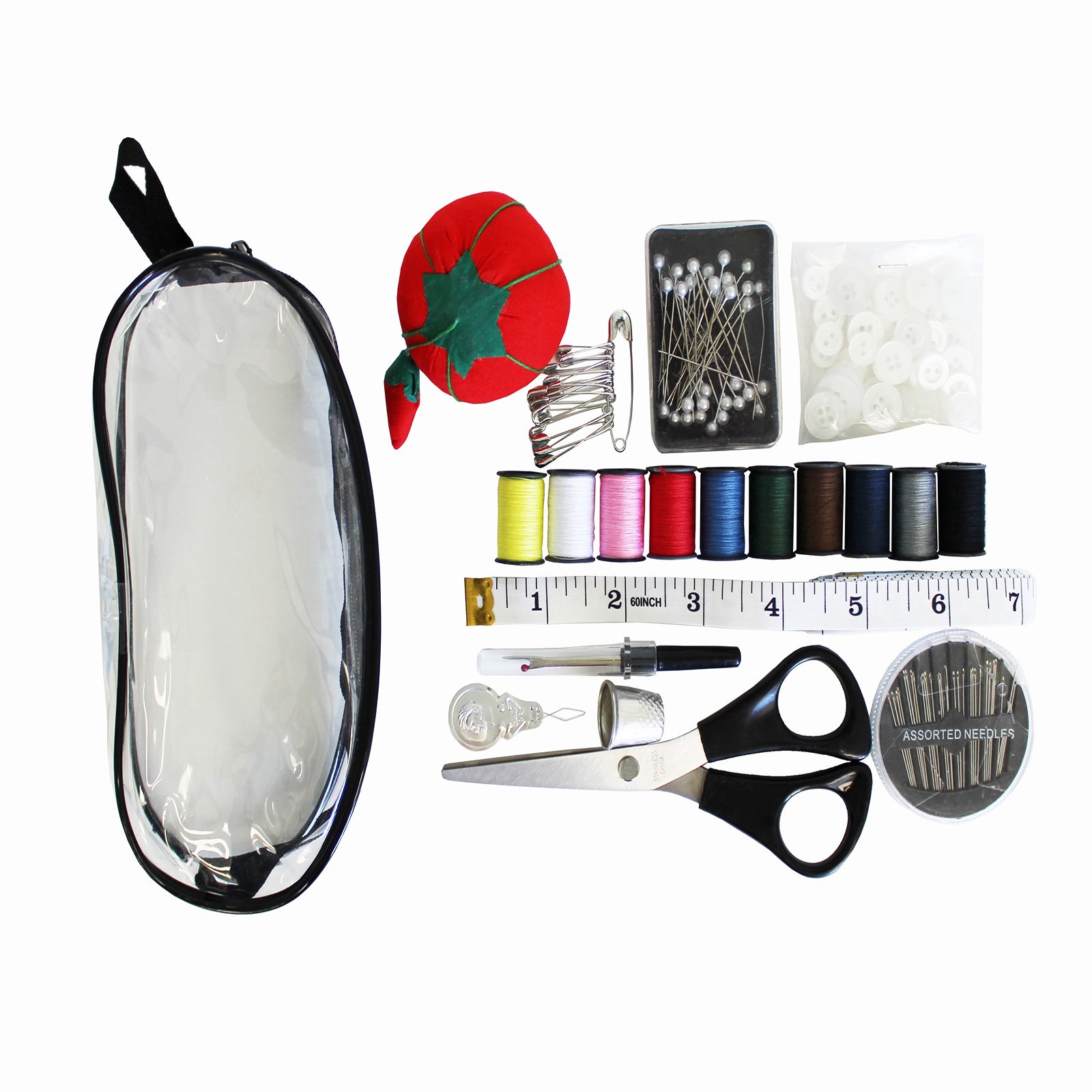 slide 3 of 3, Allary Black Deluxe Sewing Kit In Vinyl Zipper Pouch, 1 ct