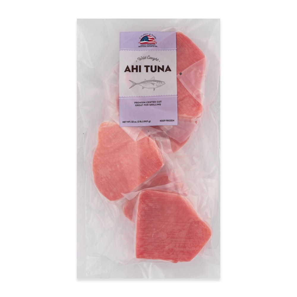 slide 1 of 1, Great American Seafood Wild Caught Ahi Tuna Premium Center Cut, 32 oz