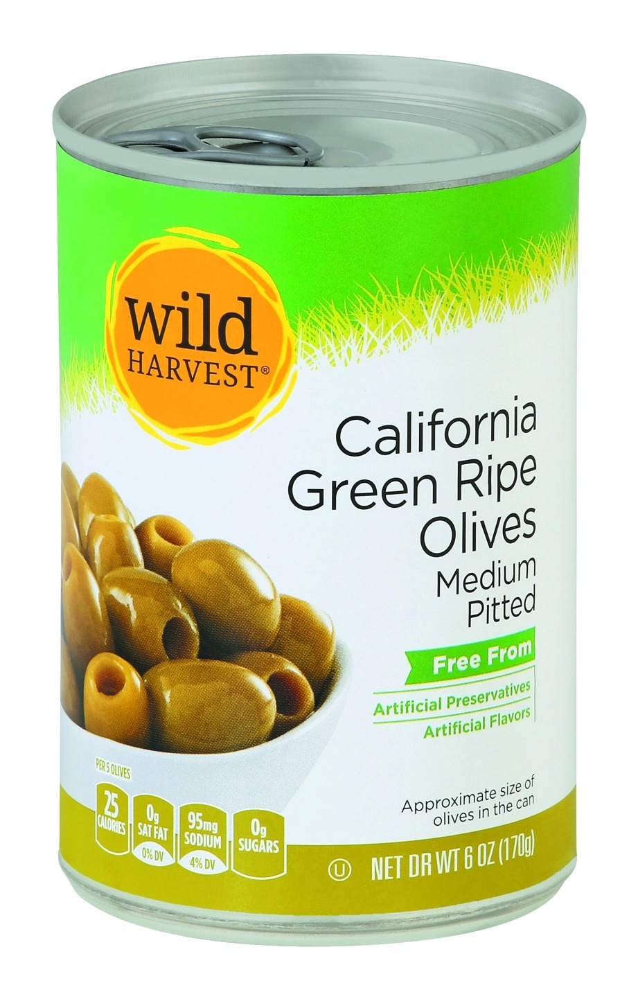 slide 1 of 1, Wild Harvest Green Ripe Pitted Olives, 6 oz