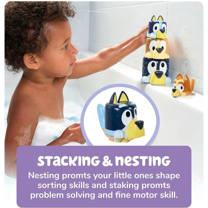 slide 9 of 9, Tomy Bluey Family Pourers - Nesting, Stacking Cups Bath Toy, 1 ct