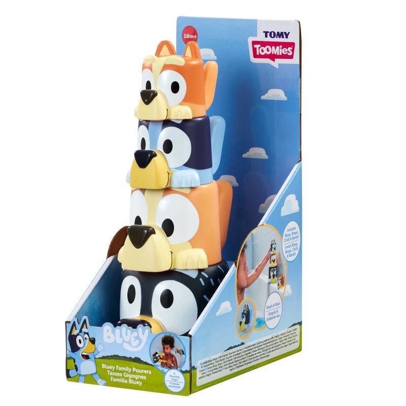 slide 4 of 9, Tomy Bluey Family Pourers - Nesting, Stacking Cups Bath Toy, 1 ct
