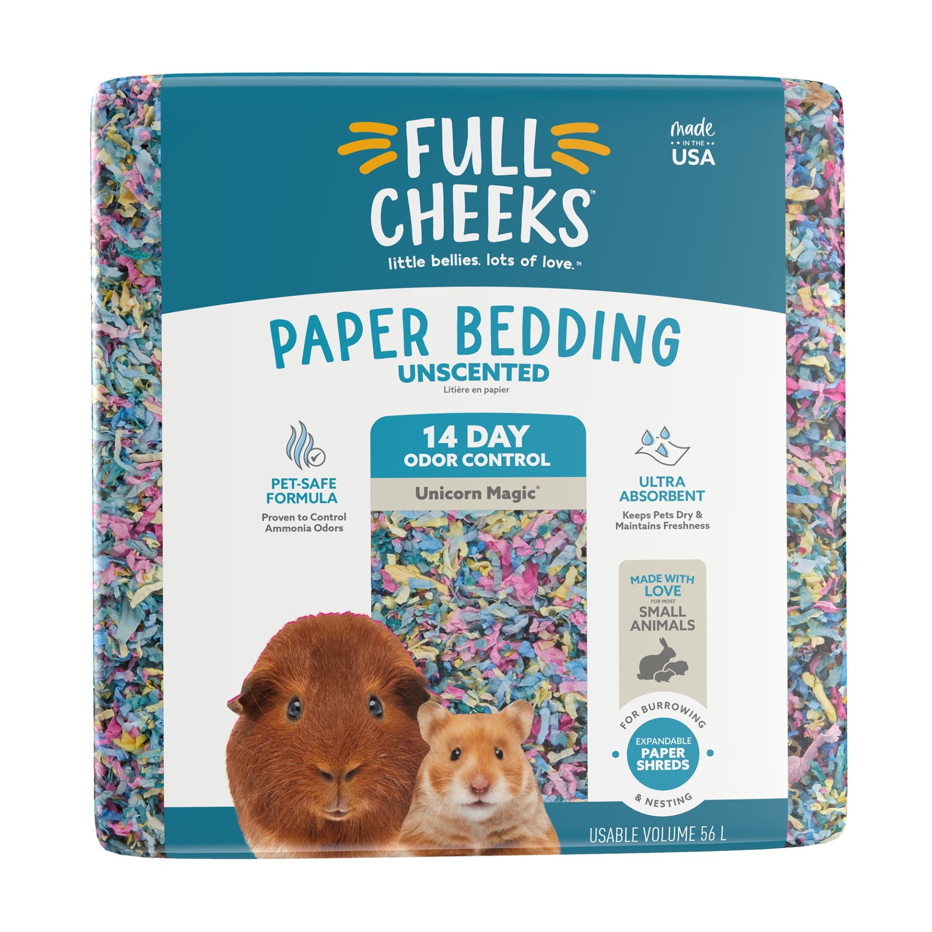 slide 1 of 1, Full Cheeks Odor Control Small Pet Paper Bedding - Unicorn Magic, 56 liter