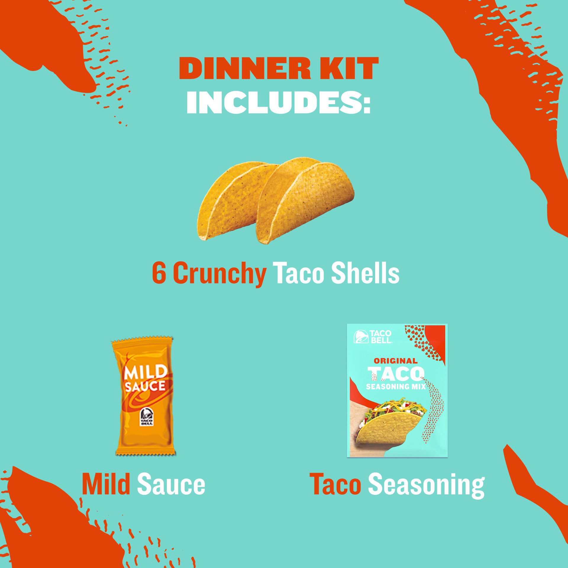 slide 7 of 91, Taco Bell Crunchy Taco Cravings Kit with 12 Crunchy Taco Shells, Taco Bell Mild Sauce & Seasoning, 8.85 oz Box, 1 ct