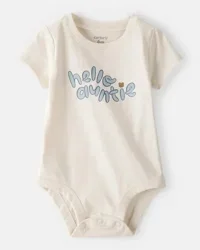Carters Baby 'Hello Auntie' Short-Sleeve Graphic Bodysuit - Cream Cream 3M