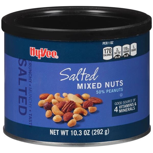 slide 1 of 1, Hy-vee Salted 50% Peanuts Mixed Nuts, 10.3 oz