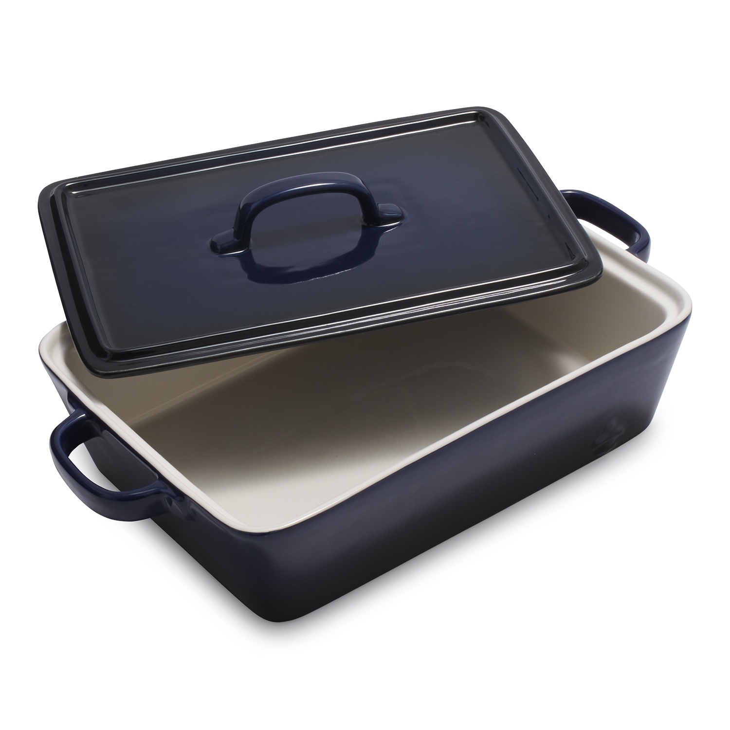 slide 1 of 1, La Marque 84 Oven to Table Rectangular Casserole with Lid, Navy, 4 qt