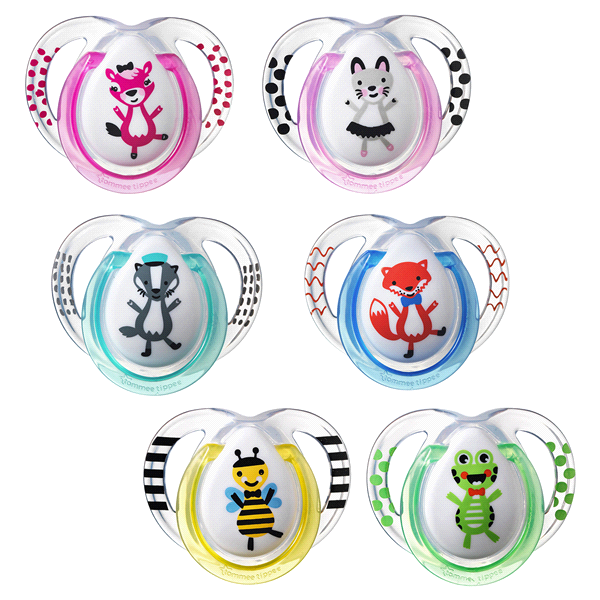 slide 1 of 1, Tommee Tippee Pacifiers Closer To Nature Fun Style 0-6M, 2 ct