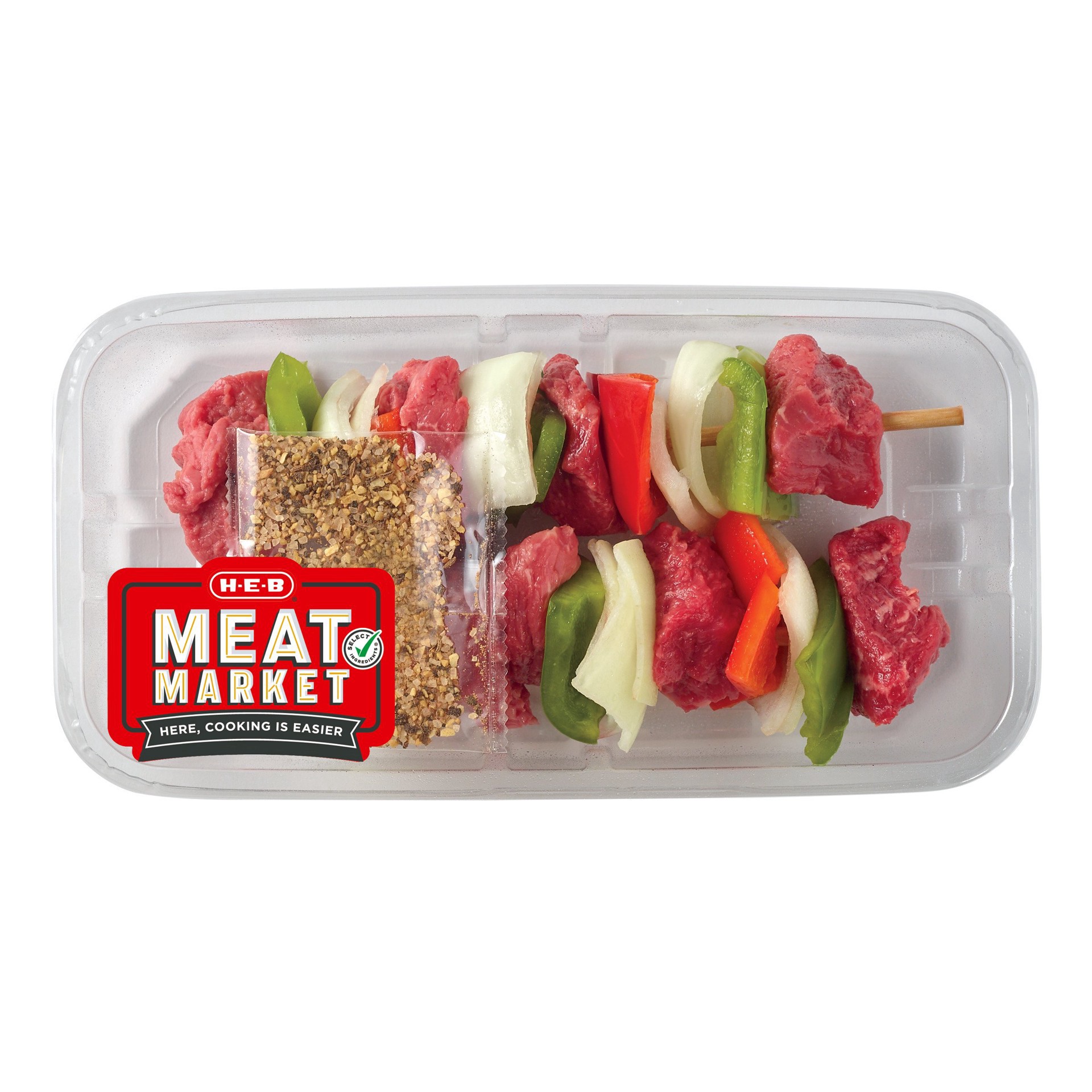 slide 1 of 1, H-E-B Meat Market Beef Sirloin Kabobs - Steak Seasoning, per lb