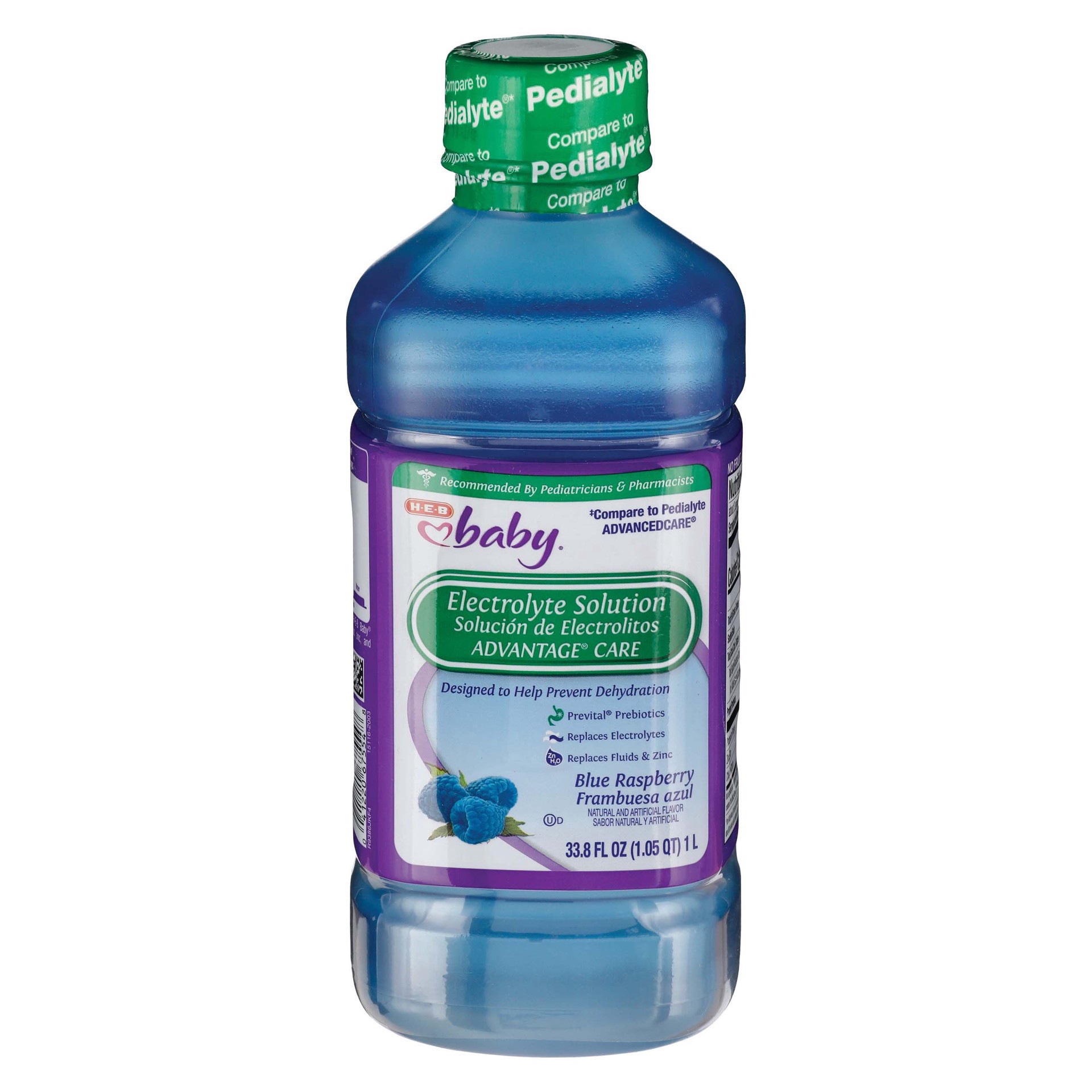 slide 1 of 1, H-E-B Baby Electrolyte Solution - Blue Raspberry, 33.8 oz