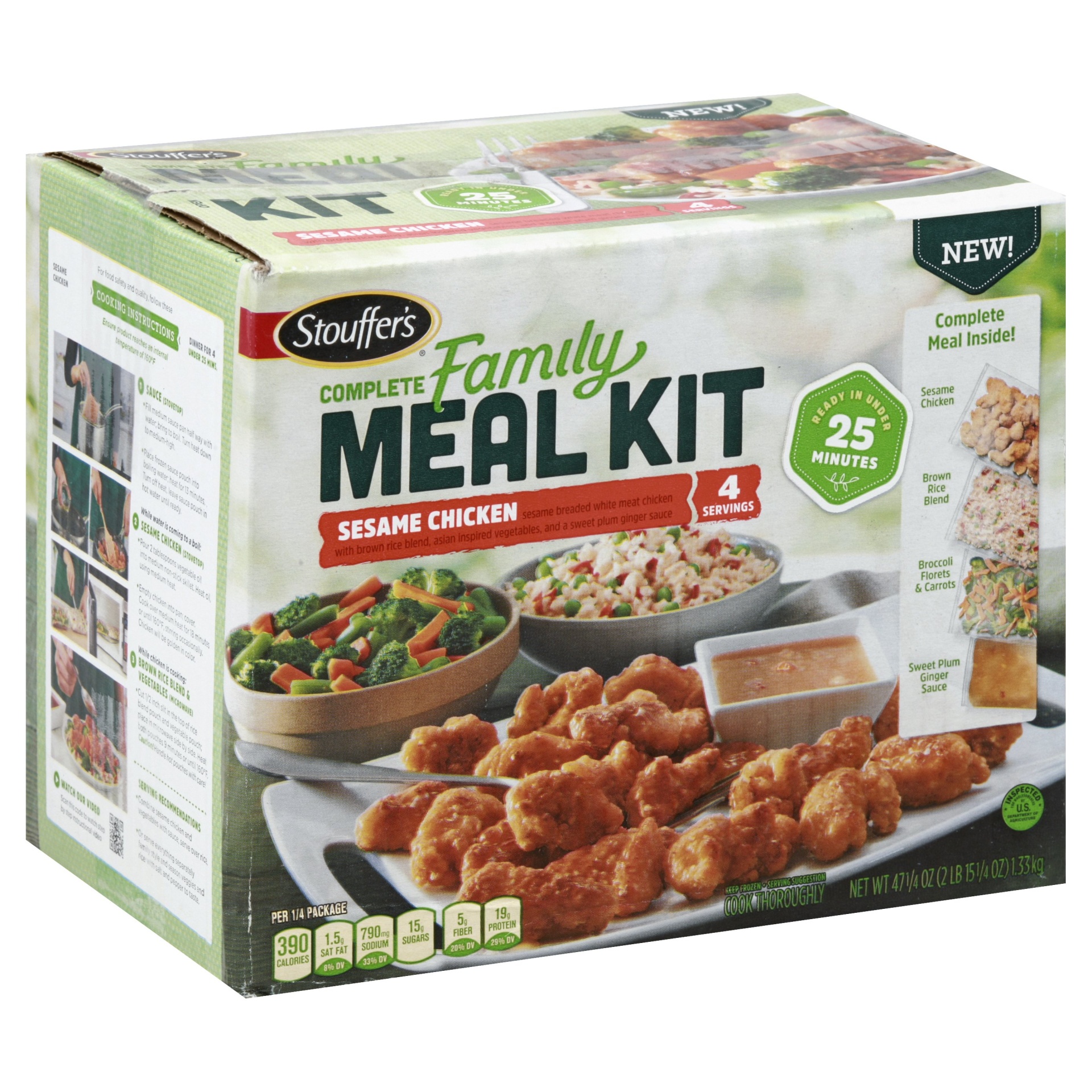 slide 1 of 8, Stouffer's Complete Family Meal Kit Sesame Chicken Frozen Dinner, 47.25 oz