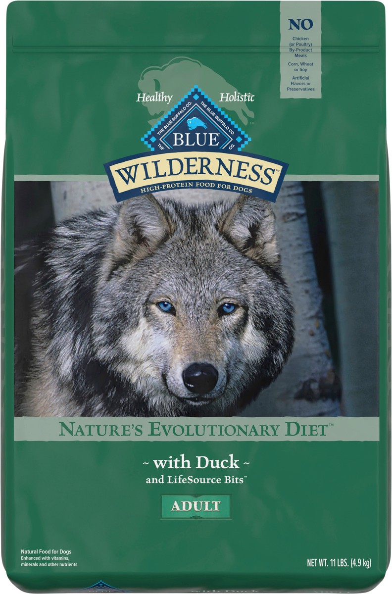 slide 8 of 10, Blue Buffalo Wilderness Grain Free with Duck Adult Dry Dog Food - 11lbs, 11 lb