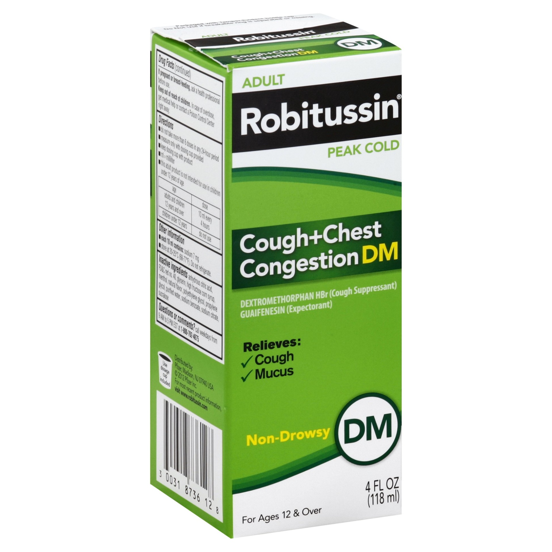 slide 1 of 1, Robitussin Peak Cold Cough Chest Congestion Dm Nondrowsy Liquid, 4 fl oz