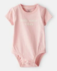 Carter's Baby Girl Little Sister Vibes Short-Sleeve Graphic Bodysuit - Pink, 24M