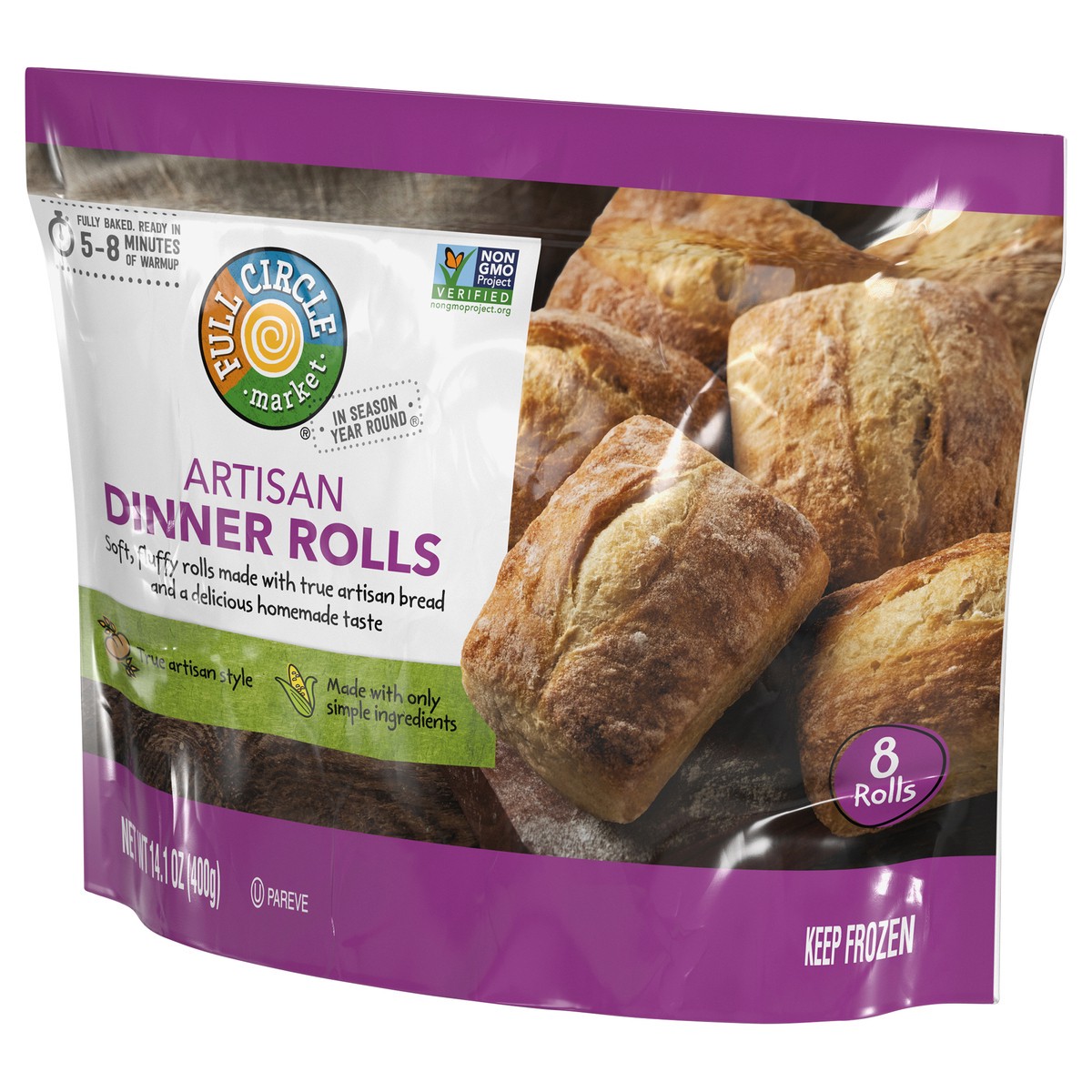 slide 4 of 4, Full Circle Market Artisan Dinner Rolls 8 ea, 8 ct