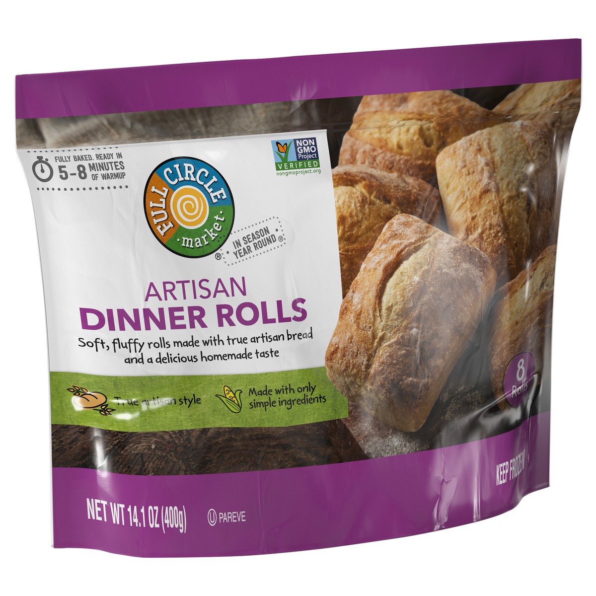 slide 3 of 4, Full Circle Market Artisan Dinner Rolls 8 ea, 8 ct
