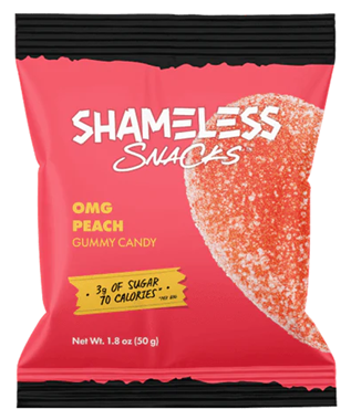 slide 1 of 1, Shameless Snacks OMG Peach Gummy Candy 1.8 oz, 1.8 oz