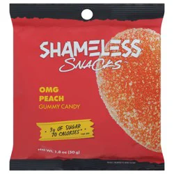 Shameless Snacks OMG Peach Gummy Candy 1.8 oz