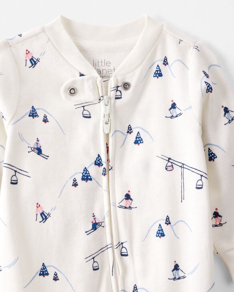 slide 4 of 4, Littleplanet Baby Organic Cotton Sleep & Play Pajamas in Snowy Slopes Print Snowy Slopes NB, 1 ct