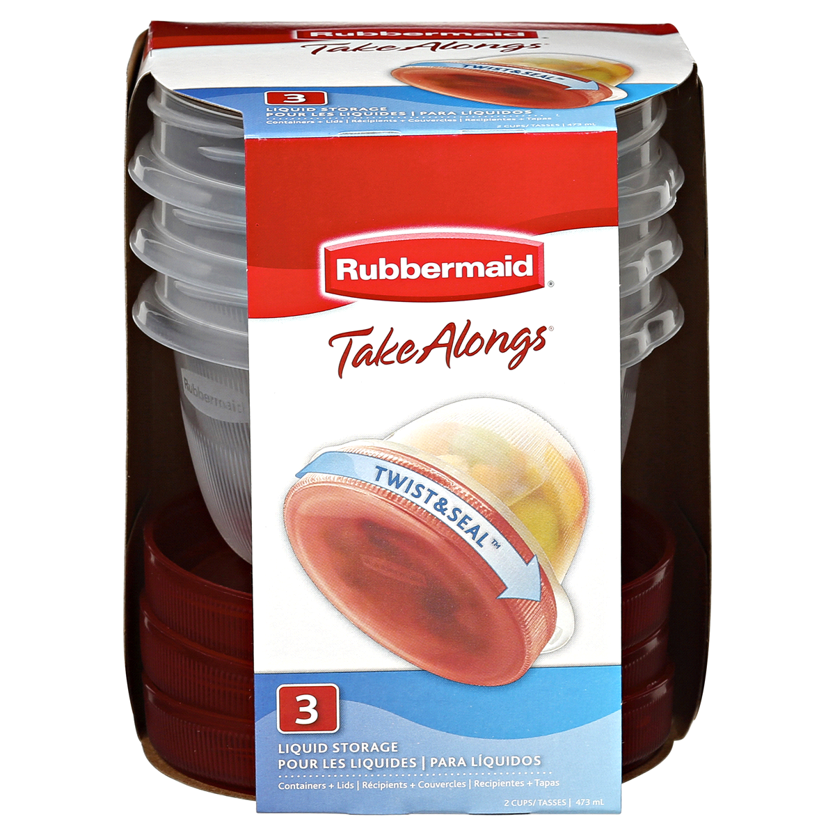 Rubbermaid, TakeAlongs, Twist & Seal Liquid Storage, 2 Cup, 3