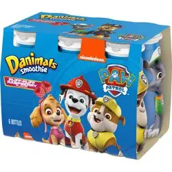 Danimals Smoothie Raspberry Dairy Drink Multi-Pack, Easy Snacks for Kids, 6 Ct, 3.1 OZ Smoothie Bottles