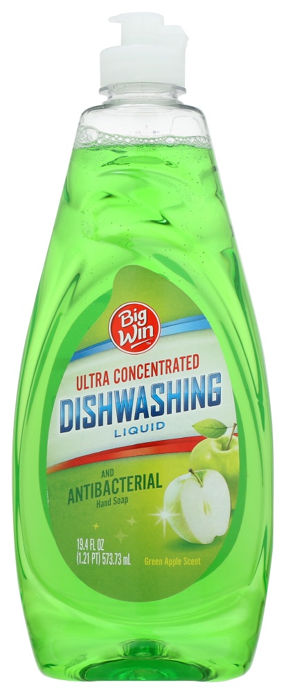 slide 1 of 2, Big Win Dish Liquid, Green Apple, 19.4 fl oz