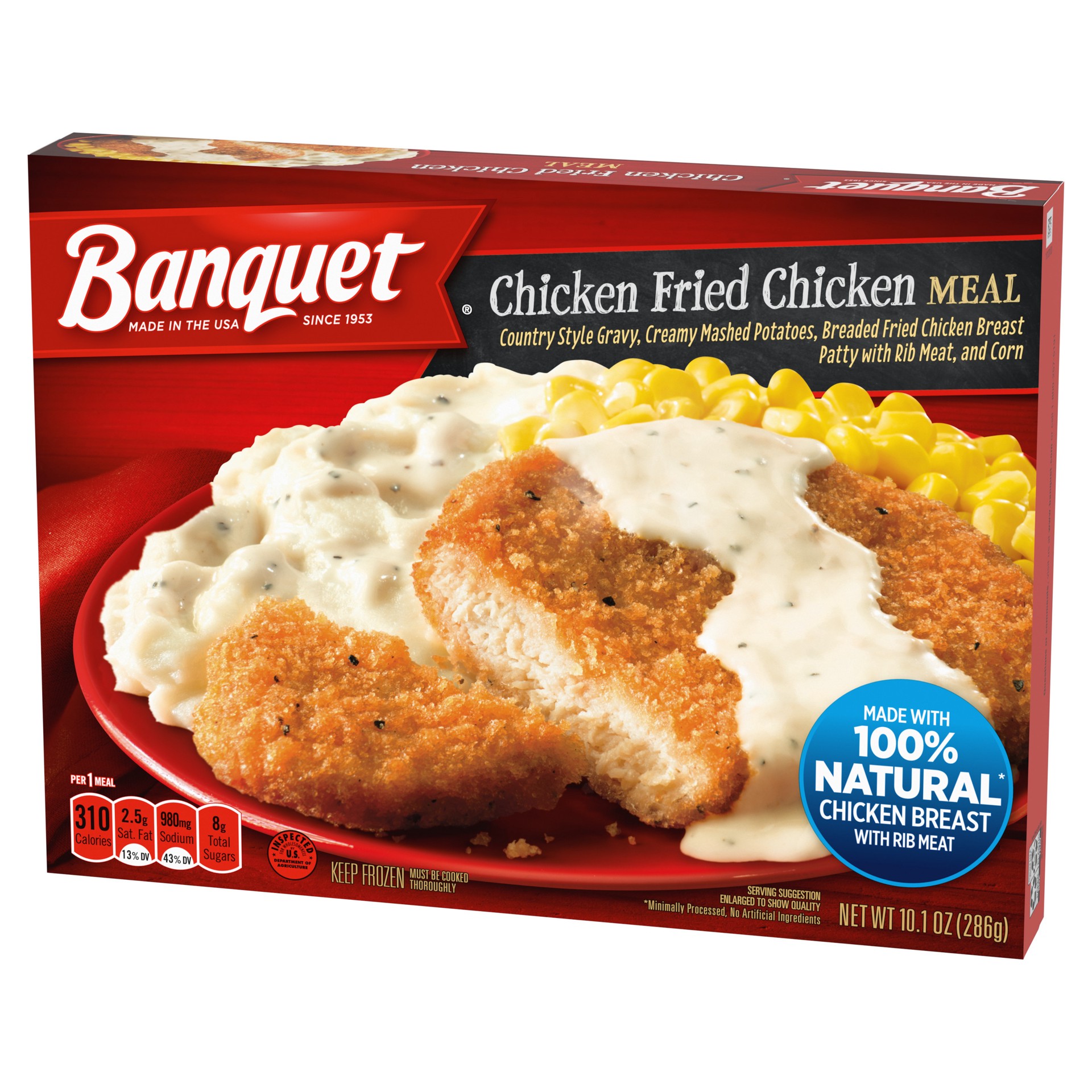 Banquet Classic Chicken Fried Chicken, Frozen Meal, 10.1 Ounce 10.1 oz ...