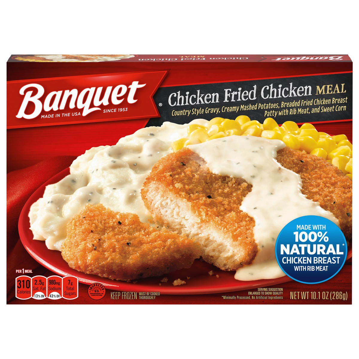 slide 1 of 5, Banquet Classic Chicken Fried Chicken, Frozen Meal, 10.1 Ounce, 10.1 oz