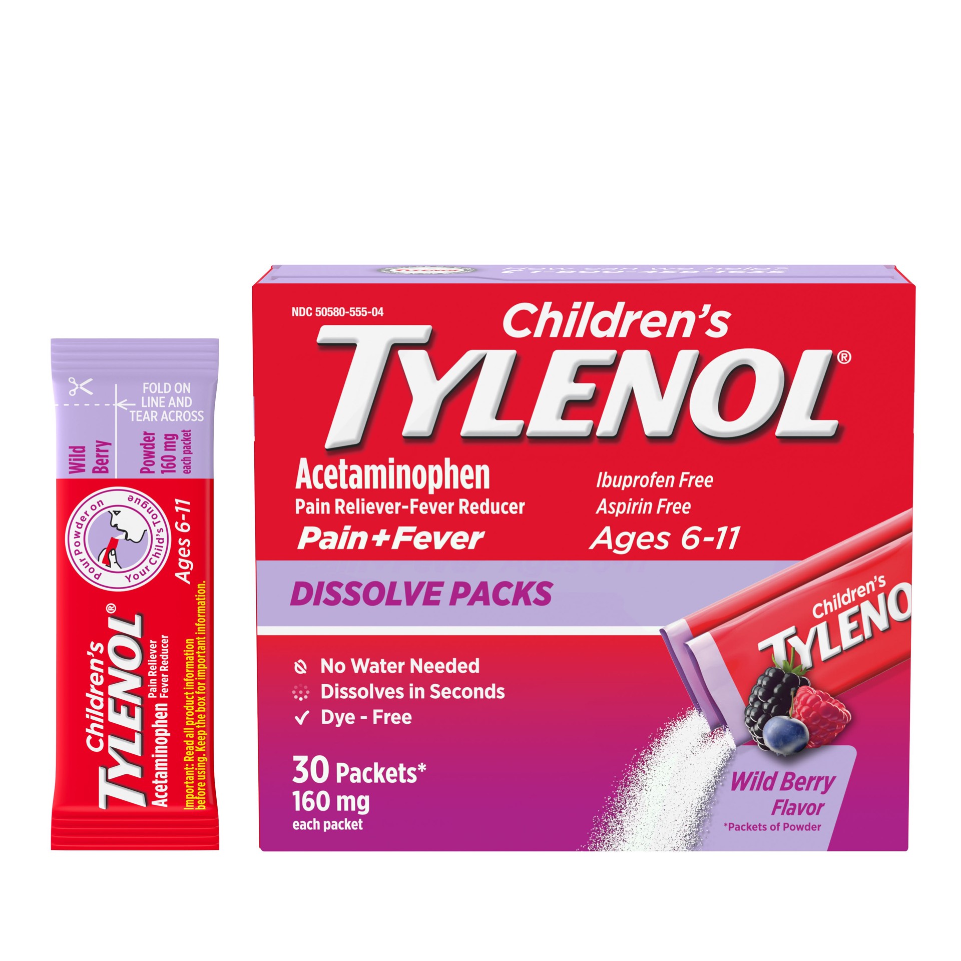 slide 7 of 9, Tylenol Childrens Dissolve Pack Pain Relief, 30 cnt