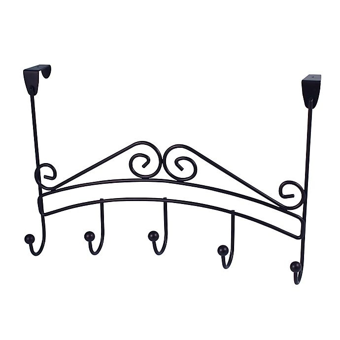 slide 1 of 2, Spectrum Yorkshire Over the Door 5-Hook Rack - Black, 1 ct