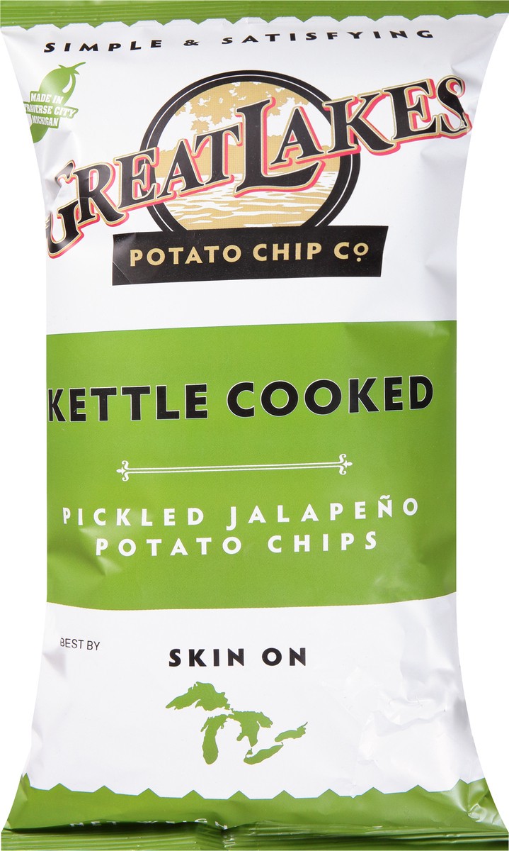 slide 2 of 12, Great Lakes Potato Chip Kettle Cooked Picked Jalapeno Potato Chips 8 oz, 8 oz