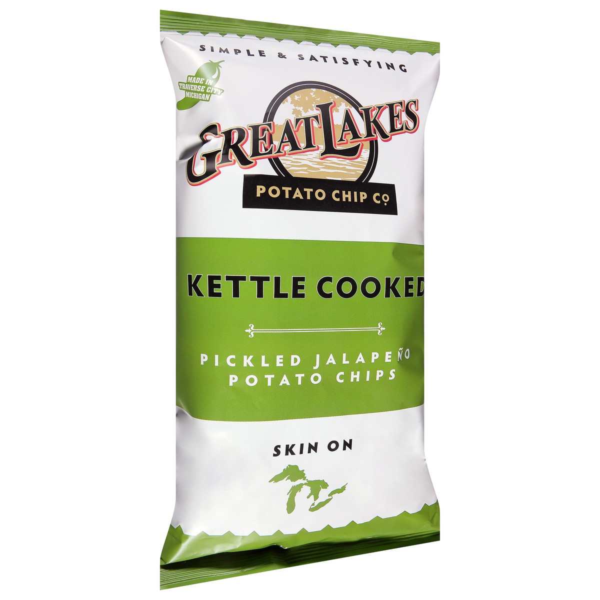 slide 3 of 12, Great Lakes Potato Chip Kettle Cooked Picked Jalapeno Potato Chips 8 oz, 8 oz