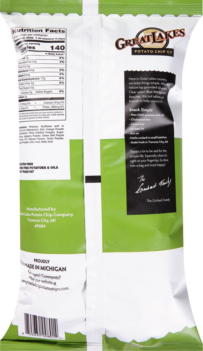 slide 11 of 12, Great Lakes Potato Chip Kettle Cooked Picked Jalapeno Potato Chips 8 oz, 8 oz